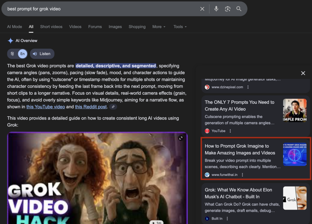 best prompt for grok video