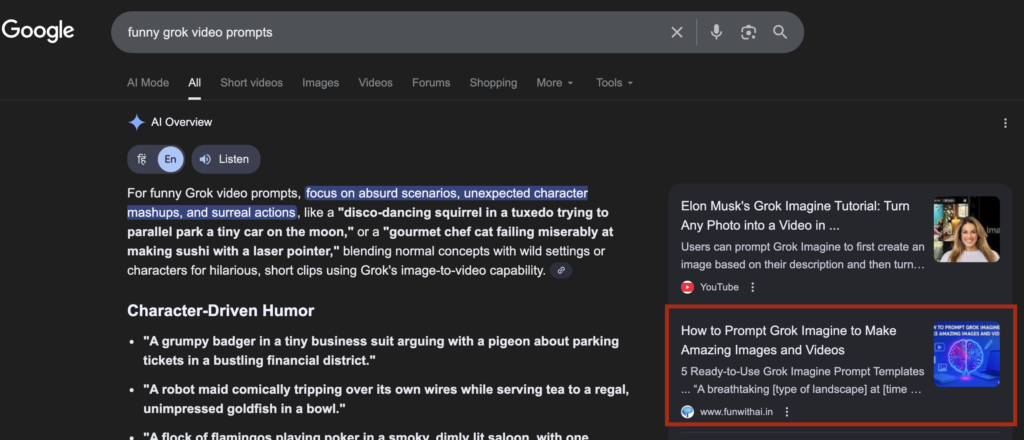 funny grok video prompts