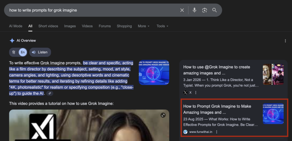 how to write prompts for grok imagine