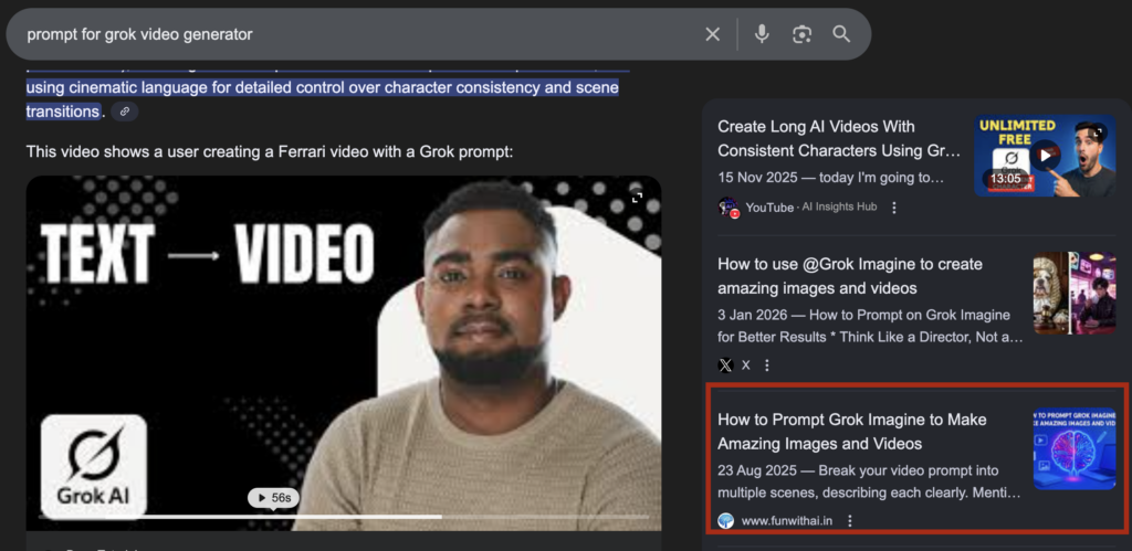 prompt for grok video generator
