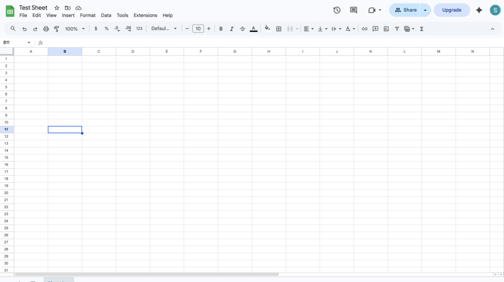 How to Automate Google Sheets with Python (Step-by-Step Guide + Free Script) 4 Google Sheet empty