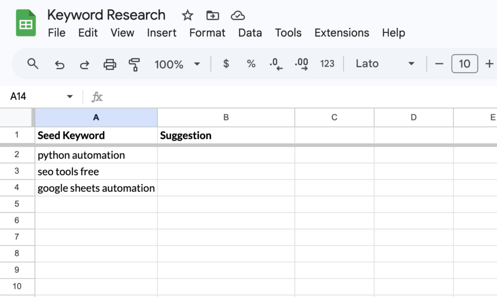 Seed keywords