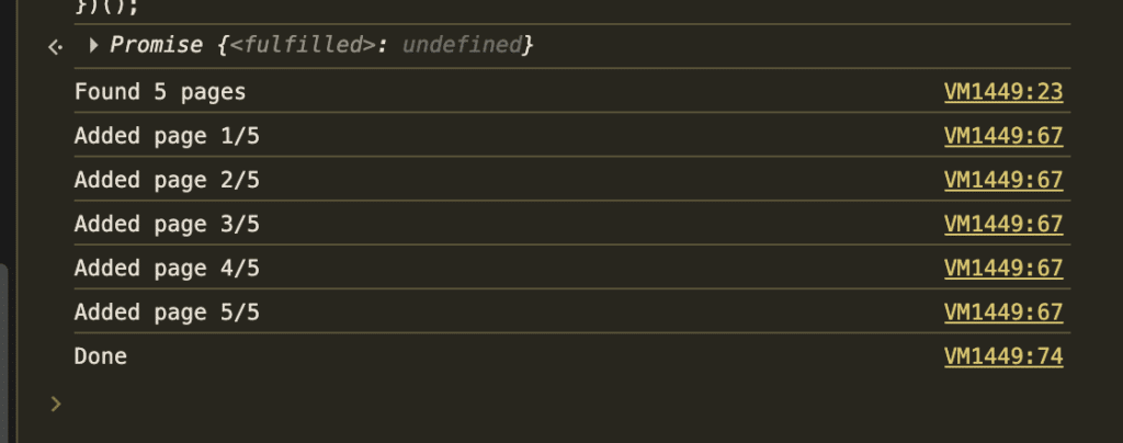 Progress messages appear